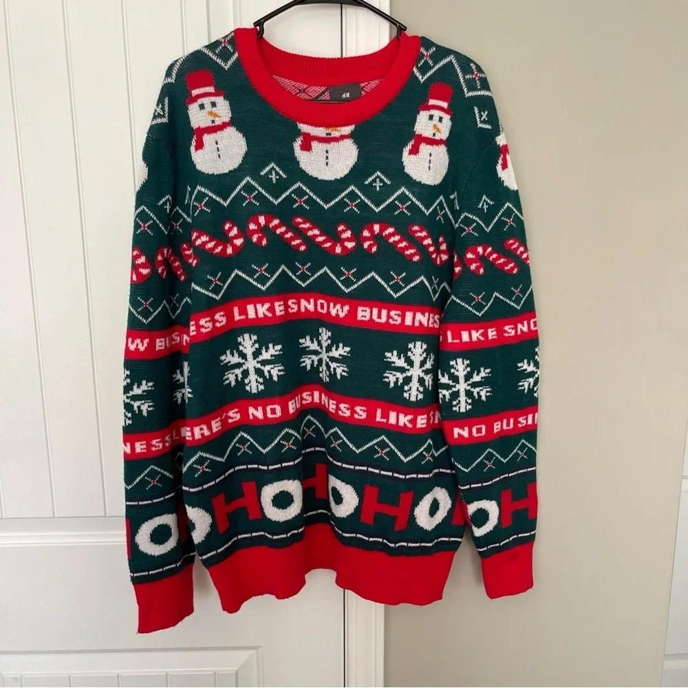 Christmas Knit Sweater Ugly Christmas Sweater Crewneck Large - Picture 2 of 7